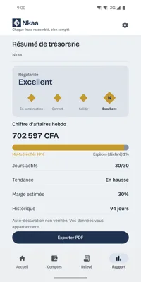 Résumé de trésorerie Nkaa